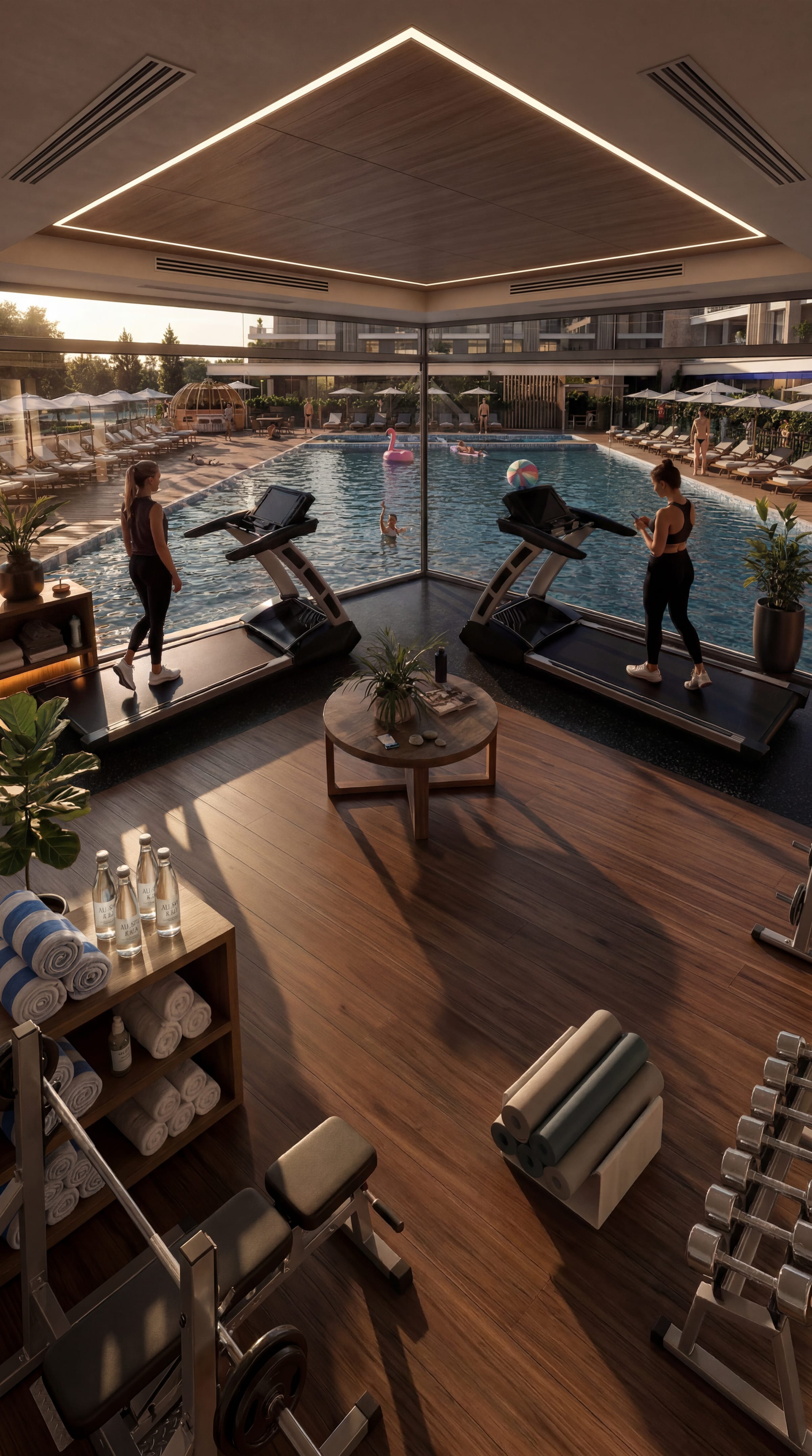 Havuz manzaralı fitness